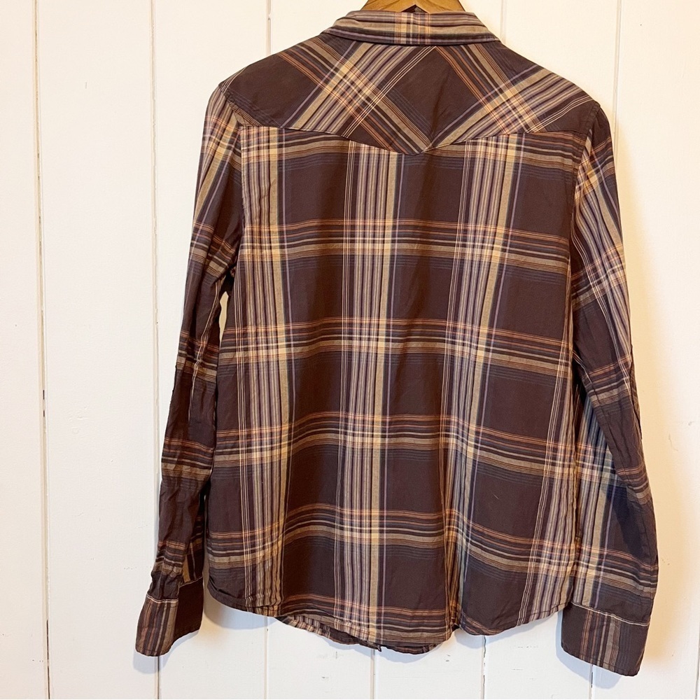 Jules + James Brown Plaid Button Down Shirt. Size Large. - Picture 7 of 8